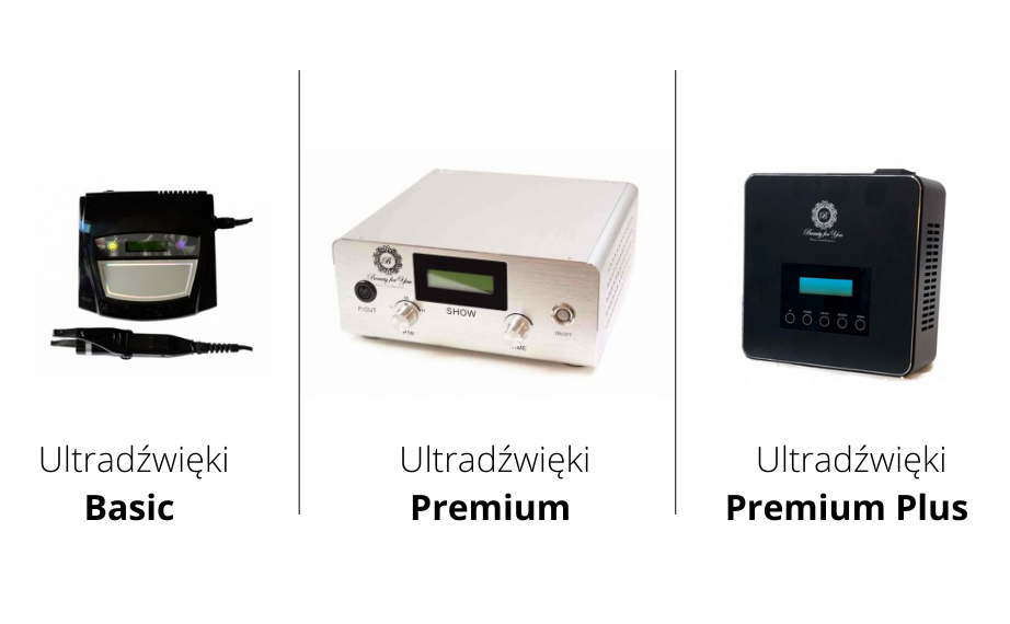 3 urządzenia do ultradźwięków: Premium, Basic, Premium Plus